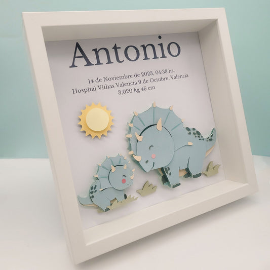 Cuadro 3D Personalizado Dinosaurio bebé Aventurero