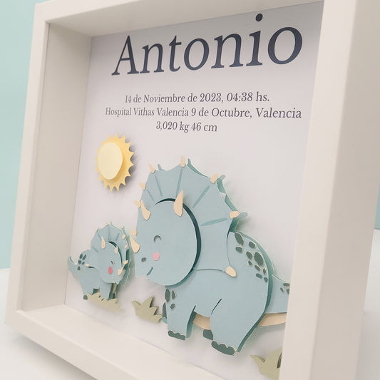 Cuadro 3D Personalizado Dinosaurio bebé Aventurero 1