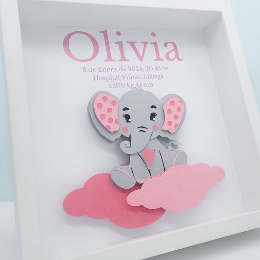 Cuadro 3D Personalizado Elefante 2