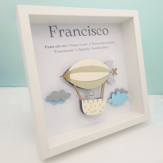 Cuadro 3D Personalizado Aventura en Globo con animales 1