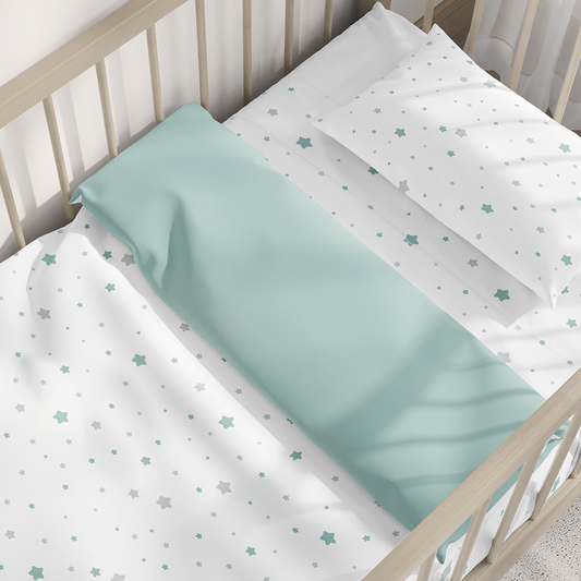Funda Nórdica Reversible Cuna Estrella Menta