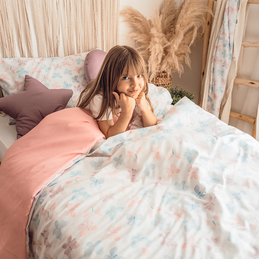 Juego de Sábanas Cama Mariposa Pastel