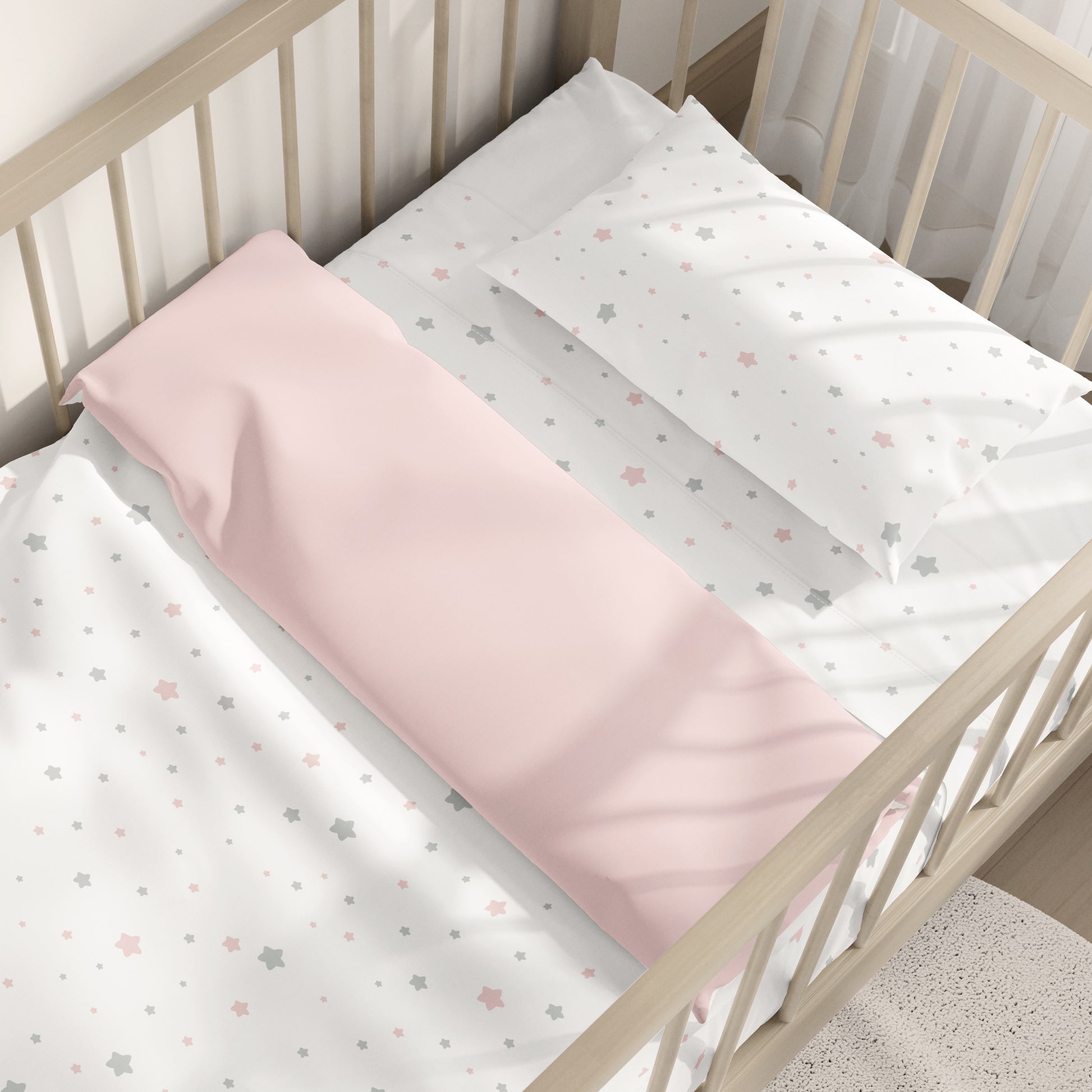 Funda Nórdica Reversible Cuna Estrella Rosa 2