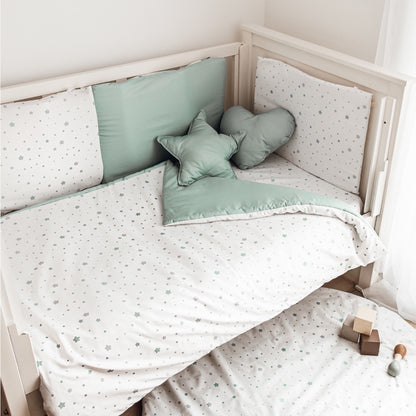 Chichonera protector de cuna Reversible Con Relleno Estrella Menta