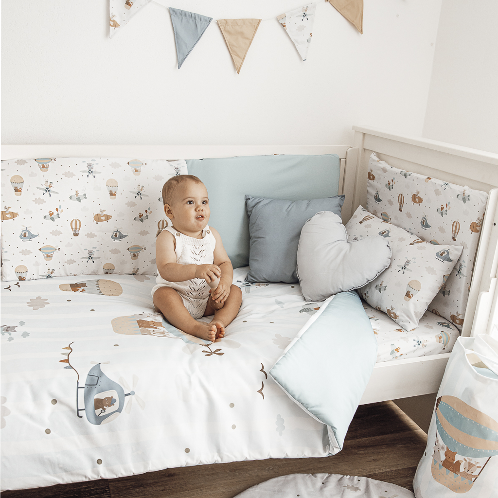 Chichonera protector de cuna Reversible Con Relleno Globos