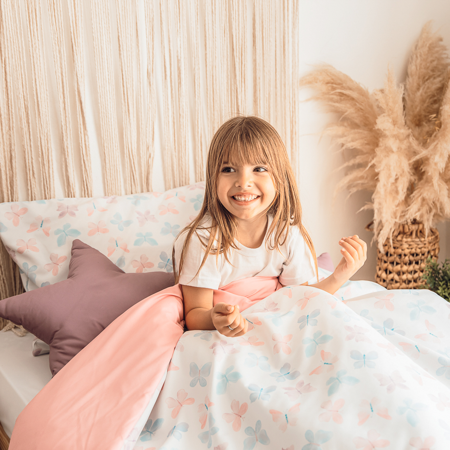 Juego de Sábanas Cama Mariposa Pastel